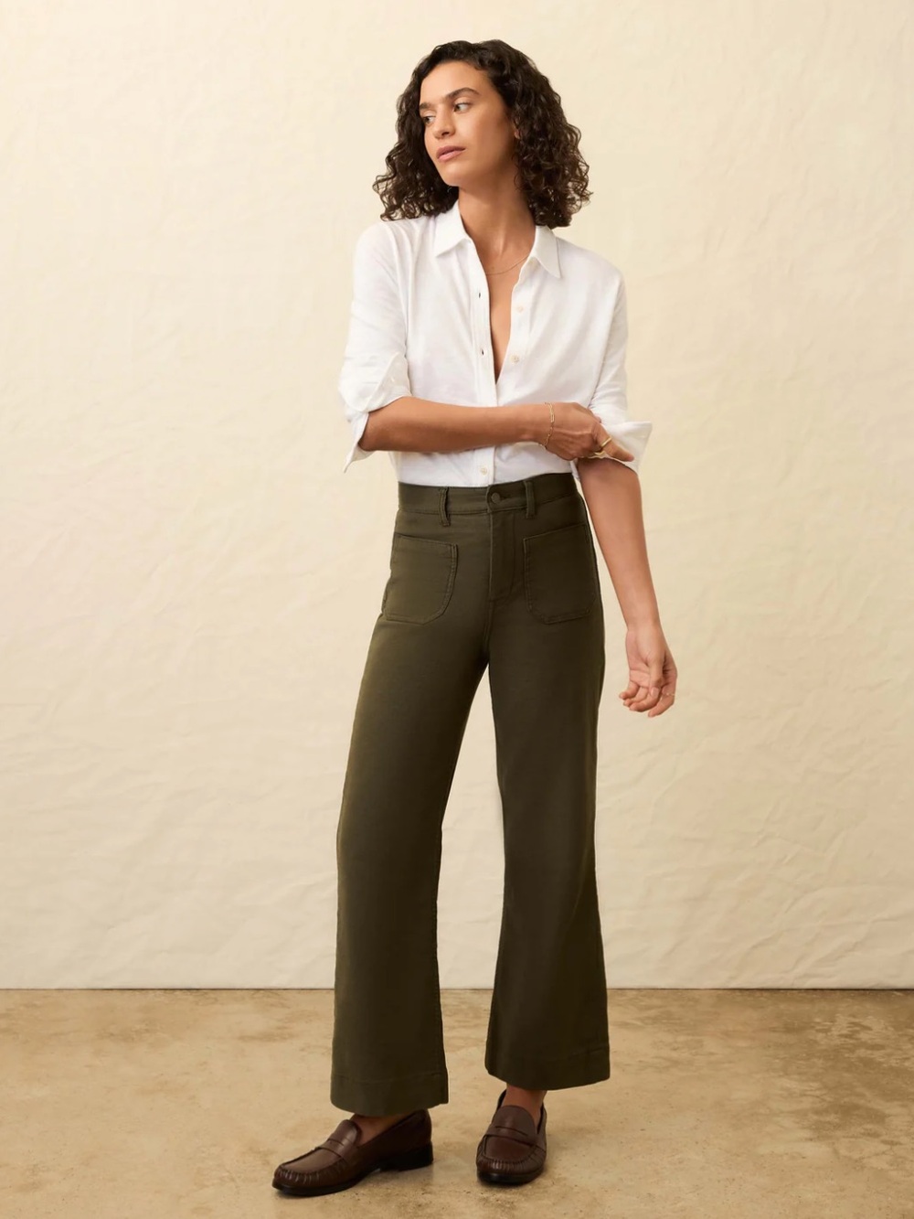 Faherty Stretch Terry Pocket Ankle Pant in Forest Olive